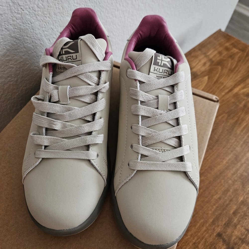 KURU Women's Cream and Gray Sneakers - Picture 3 of 7